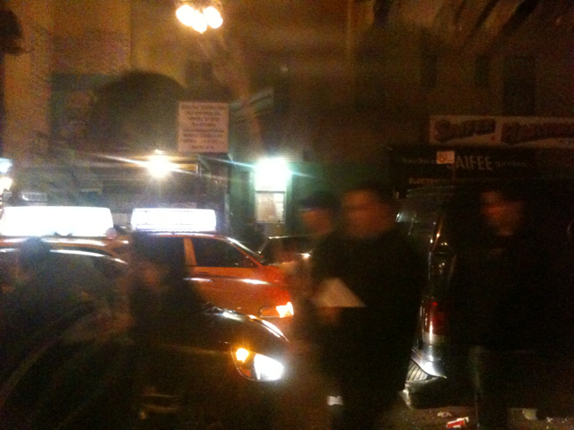 at Luke's Lobster on 7th, saw a good Friday procession pass by: torches, speakers strapped to backs &amp; giant x's 